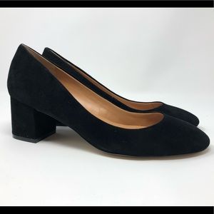 J. Crew Mid-Block Suede Heels - Black - Size 10